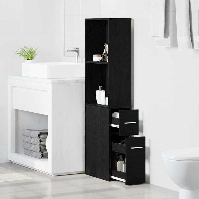 vidaXL Armadio da Bagno Stretto Rovere nero 22 x 41 x 135 cm