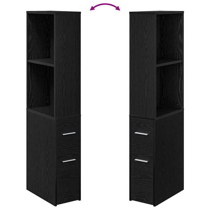 Armadio da Bagno Stretto Rovere nero 22 x 41 x 135 cm 871653