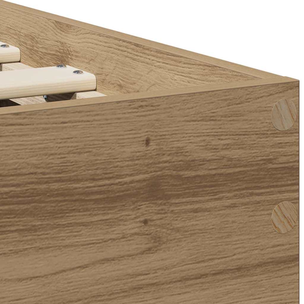 Struttura del letto con testiera rovere artigianale 90 x 190 cm 871658
