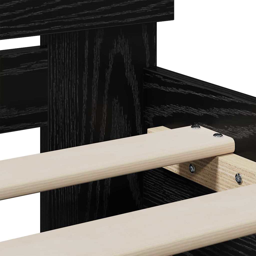 Struttura del letto Rovere Nero 90 x 190 cm Legno multistrato 871659