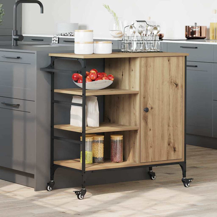 Carrello da cucina Rovere artigianale 87.5x38.5x84.5 cm Legno ingegnerizzato 871664