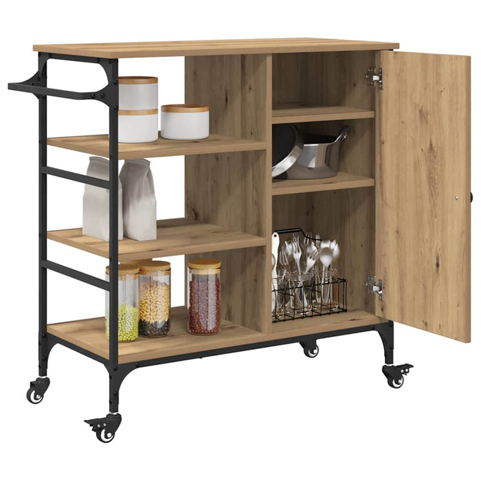 Carrello da cucina Rovere artigianale 87.5x38.5x84.5 cm Legno ingegnerizzato 871664