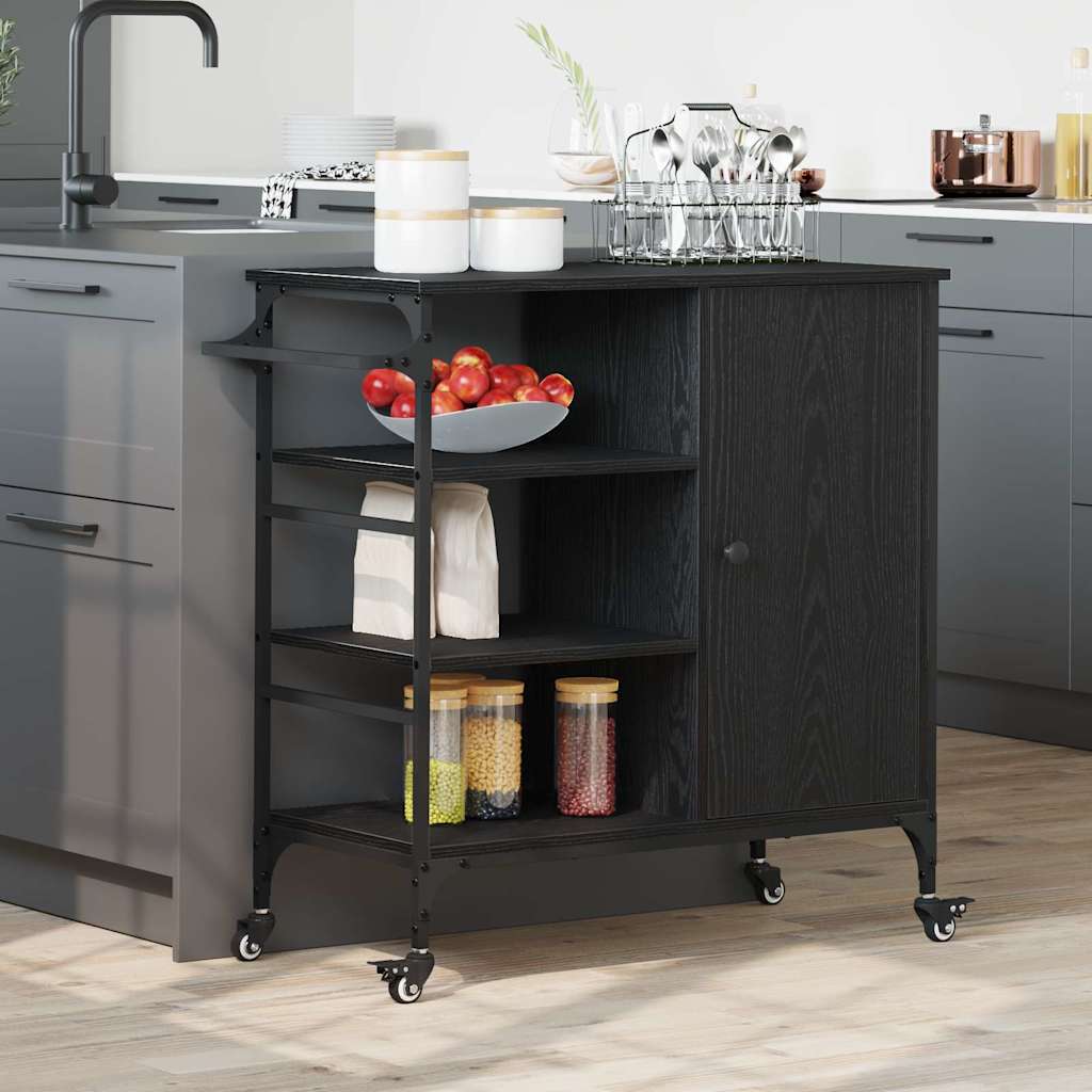 Trolley cucina  Rovere Nero 87,5x38,5x84,5 cm Legno ingegnerizzato 871665