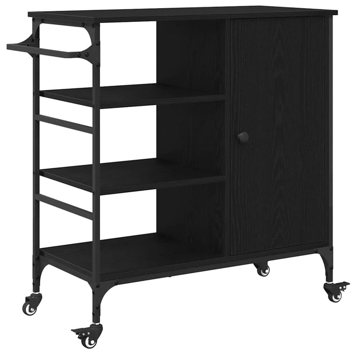 Carrello da Cucina-Scaffale per Cucina Rovere Nero 87,5 x 39 x 84,5 cm