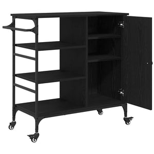 Carrello da Cucina-Scaffale per Cucina Rovere Nero 87,5 x 39 x 84,5 cm