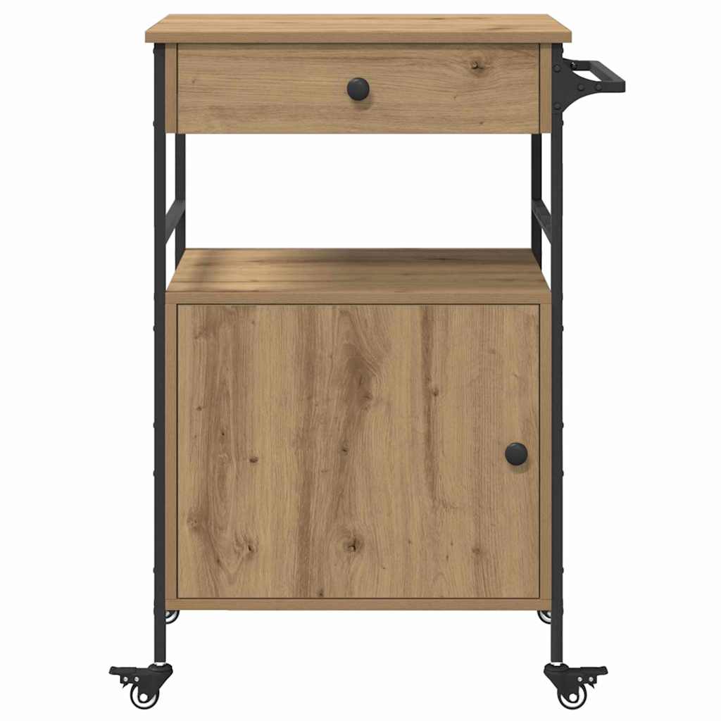 Carrello da Cucina  Rovere Artigianale 56x43x89.5 cm Legno Ingegnerizzato 871667