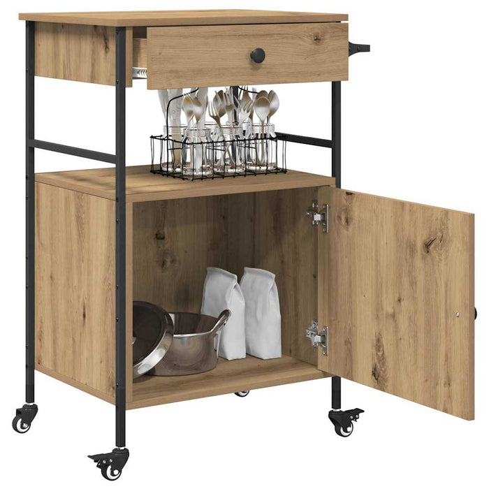 Carrello da Cucina-Scaffale per Cucina Rovere artigianale 56 x 43 x 89,5 cm