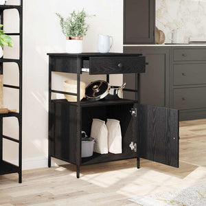 Carrello da Cucina  Rovere Nero 56x43x89,5 cm Legno Ingegnerizzato 871668