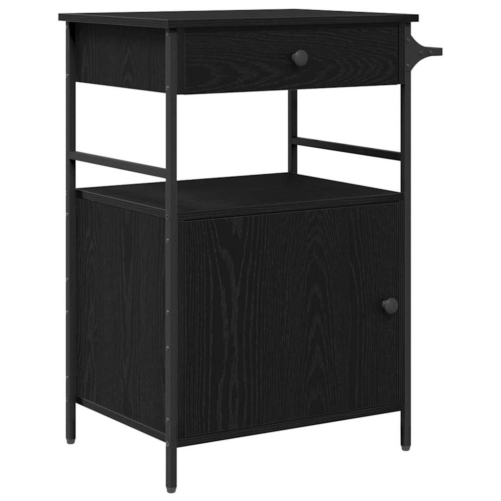 Carrello da Cucina-Scaffale per Cucina Rovere Nero 56 x 43 x 89,5 cm