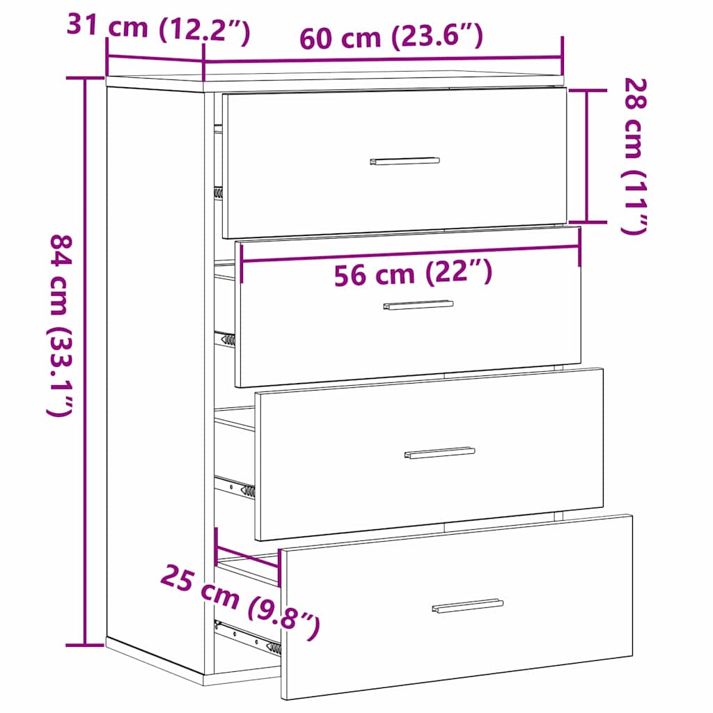 vidaXL Credenza Legno vecchio 60 x 31 x 84 cm Legno multistrato