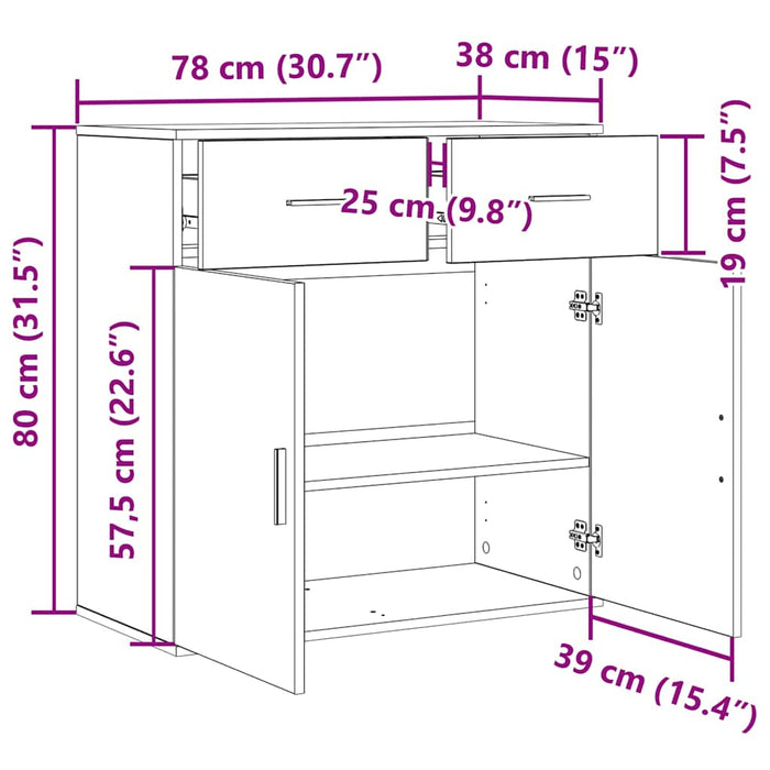 vidaXL Credenza Legno vecchio 79 x 38 x 80 cm Legno multistrato
