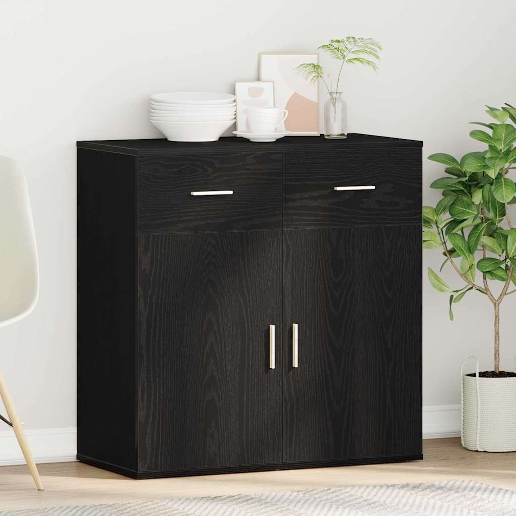 vidaXL Credenza Rovere nero 79 x 38 x 80 cm Legno multistrato