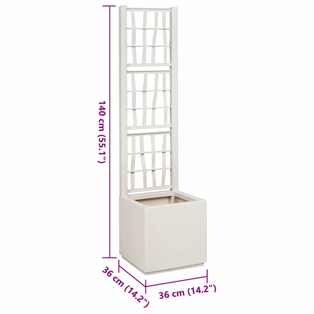 Vaso da giardino-Fioriera da Esterno-Contenitore per Piante Bianco 36 x 36 x 140 cm Polipropilene