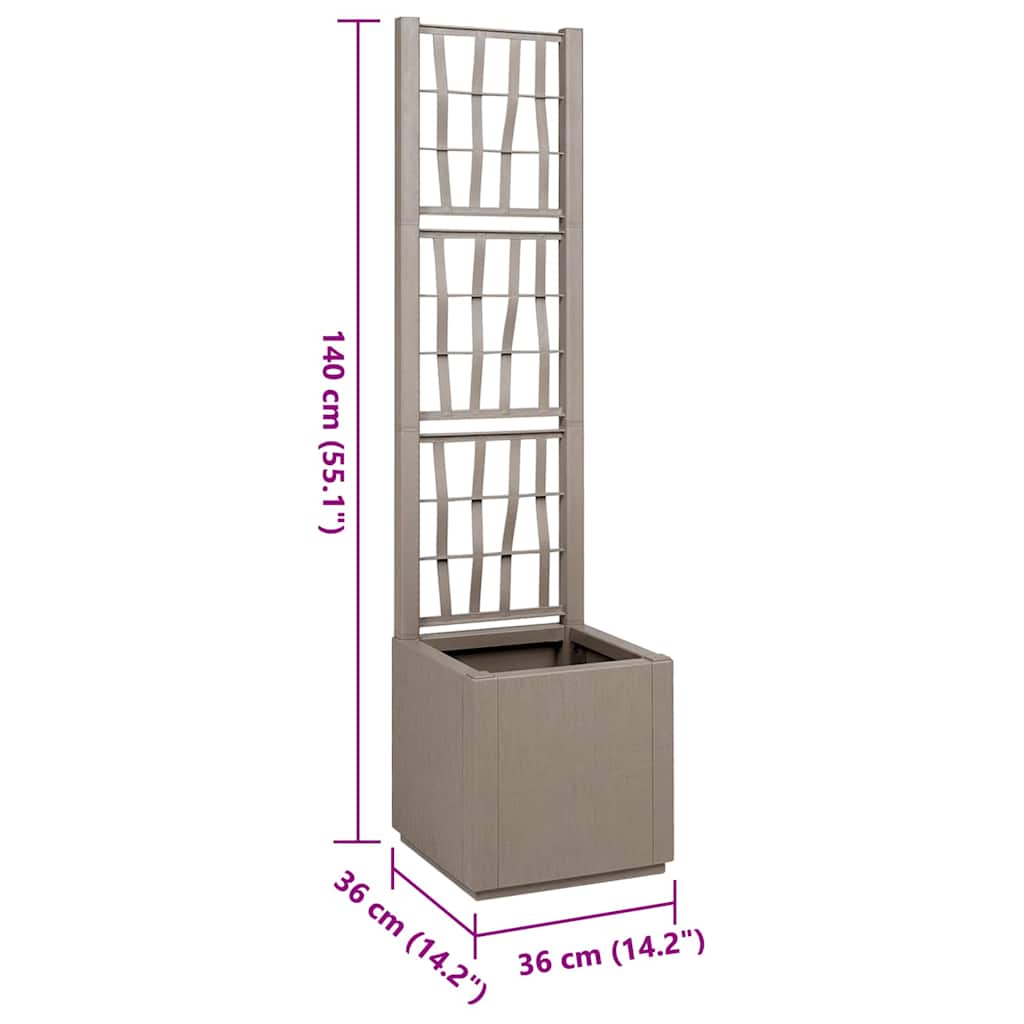 Vaso da giardino-Fioriera Esterno-Contenitore per Piante Grigio 36 x 36 x 140 cm Polipropilene