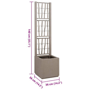 Vaso da giardino-Fioriera Esterno-Contenitore per Piante Grigio 36 x 36 x 140 cm Polipropilene