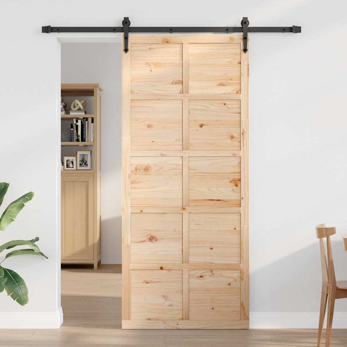 vidaXL Porta del fienile Marrone 80 x 210 cm Legno di pino massello