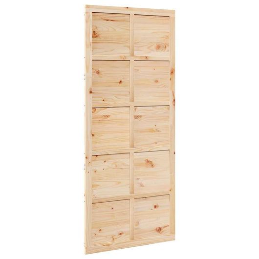 Porta del fienile Marrone 80 x 210 cm Legno di pino massello 870419
