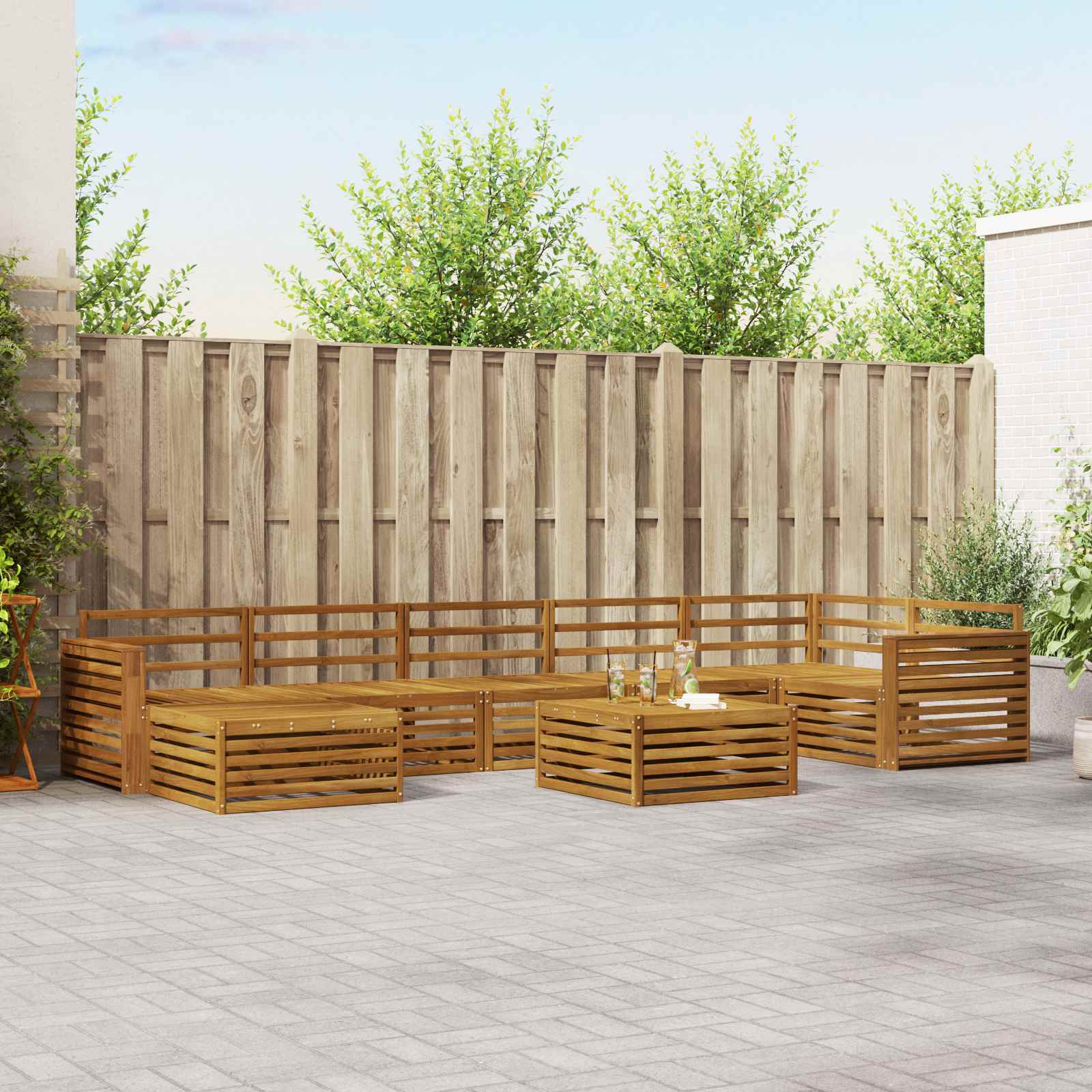 Set divani 8 pcs Naturale Legno di Acacia Massello 3373864
