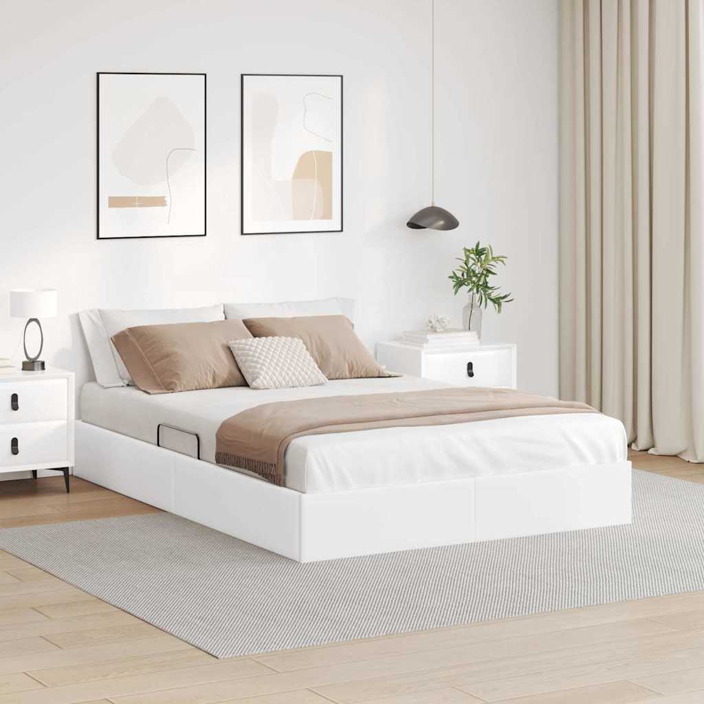 Letto con Contenitore Bianco Puro 140 x 190 cm Pelle sintetica 3369946