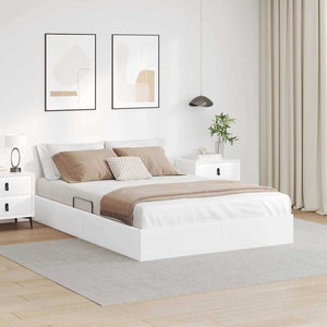 Letto con Contenitore Bianco Puro 140 x 190 cm Pelle sintetica 3369946