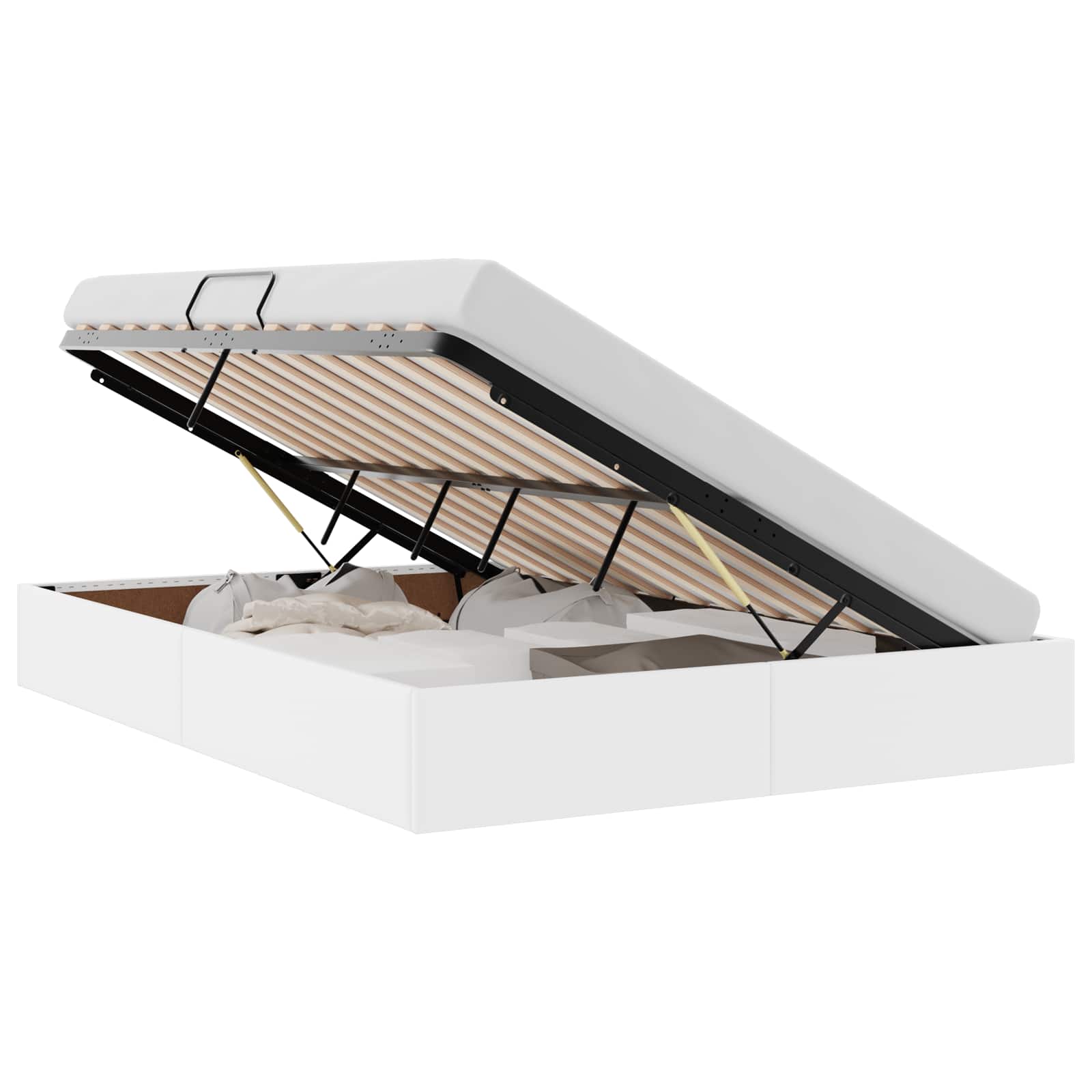 Letto con Contenitore Bianco Puro 140 x 190 cm Pelle sintetica 3369946