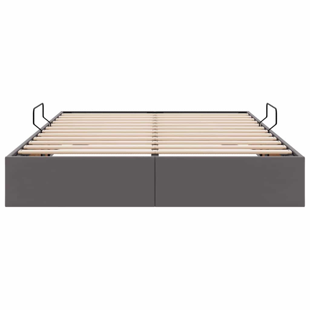 Letto con Contenitore Grigio 140 x 190 cm Pelle sintetica 3369947