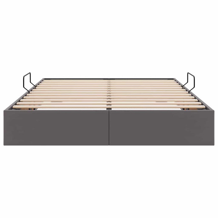 Letto con Contenitore Grigio 140 x 190 cm Pelle sintetica 3369947