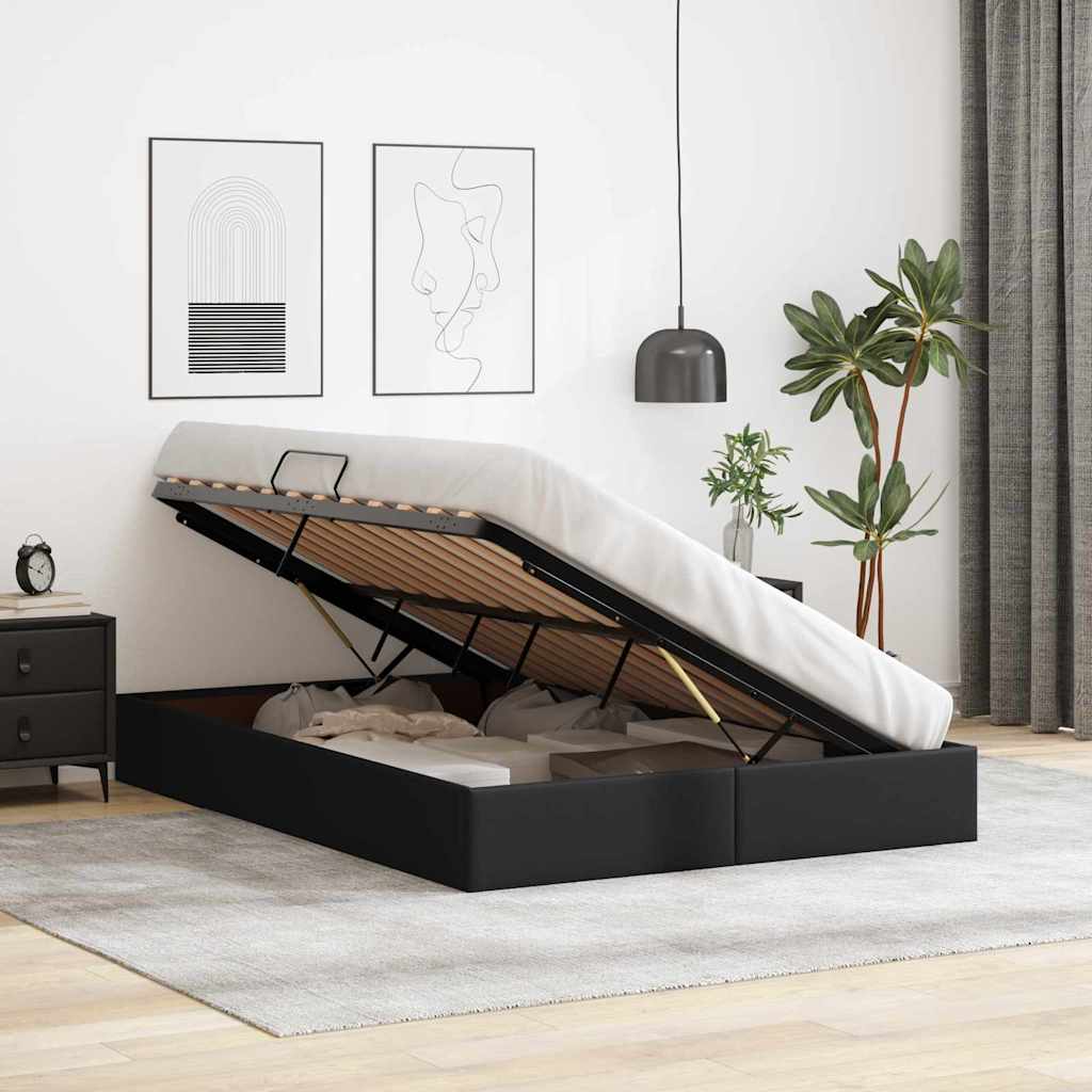 Letto con Contenitore Nero 140 x 200 cm Pelle sintetica 3369949