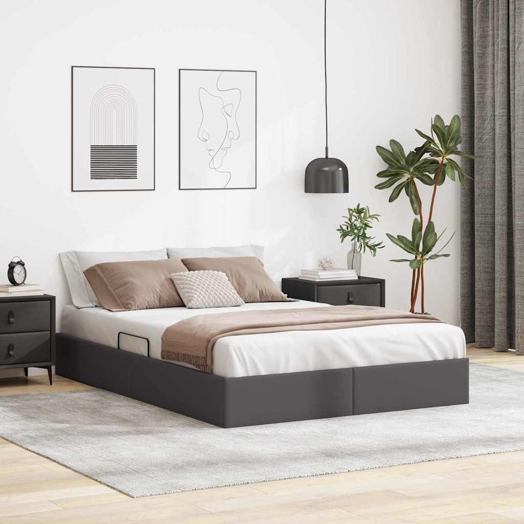 Letto con Contenitore Grigio 140 x 200 cm Pelle sintetica 3369951