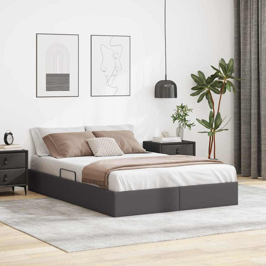 Letto con Contenitore Grigio 140 x 200 cm Pelle sintetica 3369951