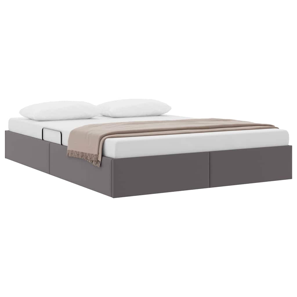 Letto con Contenitore Grigio 140 x 200 cm Pelle sintetica 3369951