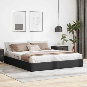 Letto con Contenitore Nero 180 x 200 cm Pelle sintetica 3369957