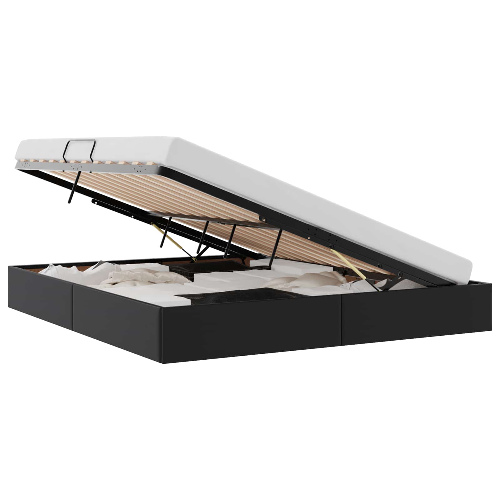 Letto con Contenitore Nero 180 x 200 cm Pelle sintetica 3369957