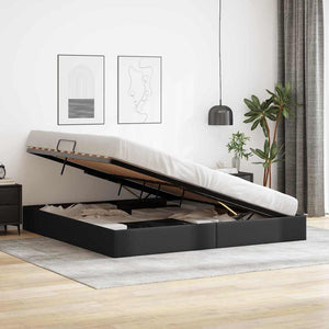 Letto con Contenitore Nero 200 x 200 cm Pelle sintetica 3369961