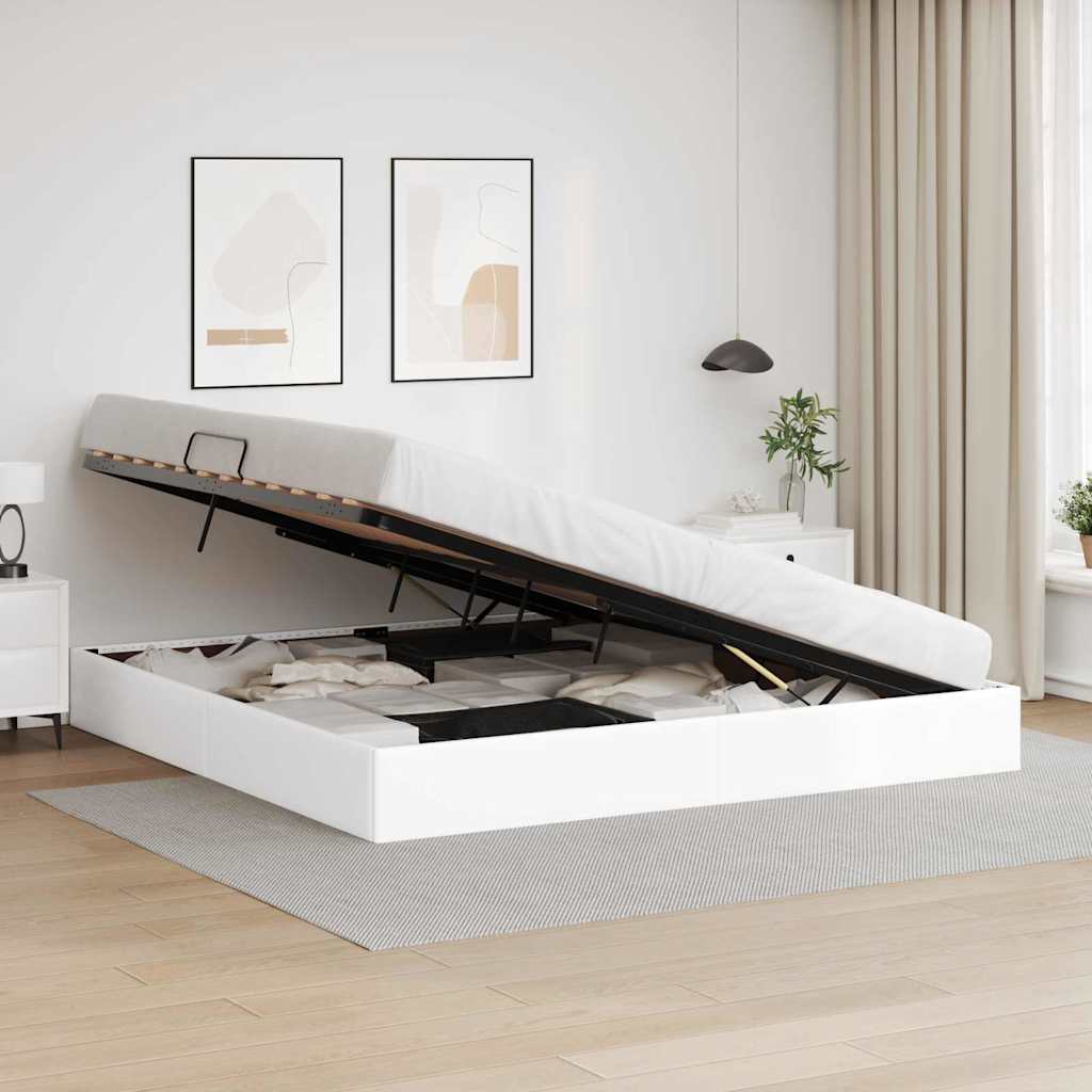 Letto con Contenitore Bianco Puro 200 x 200 cm Pelle sintetica 3369962