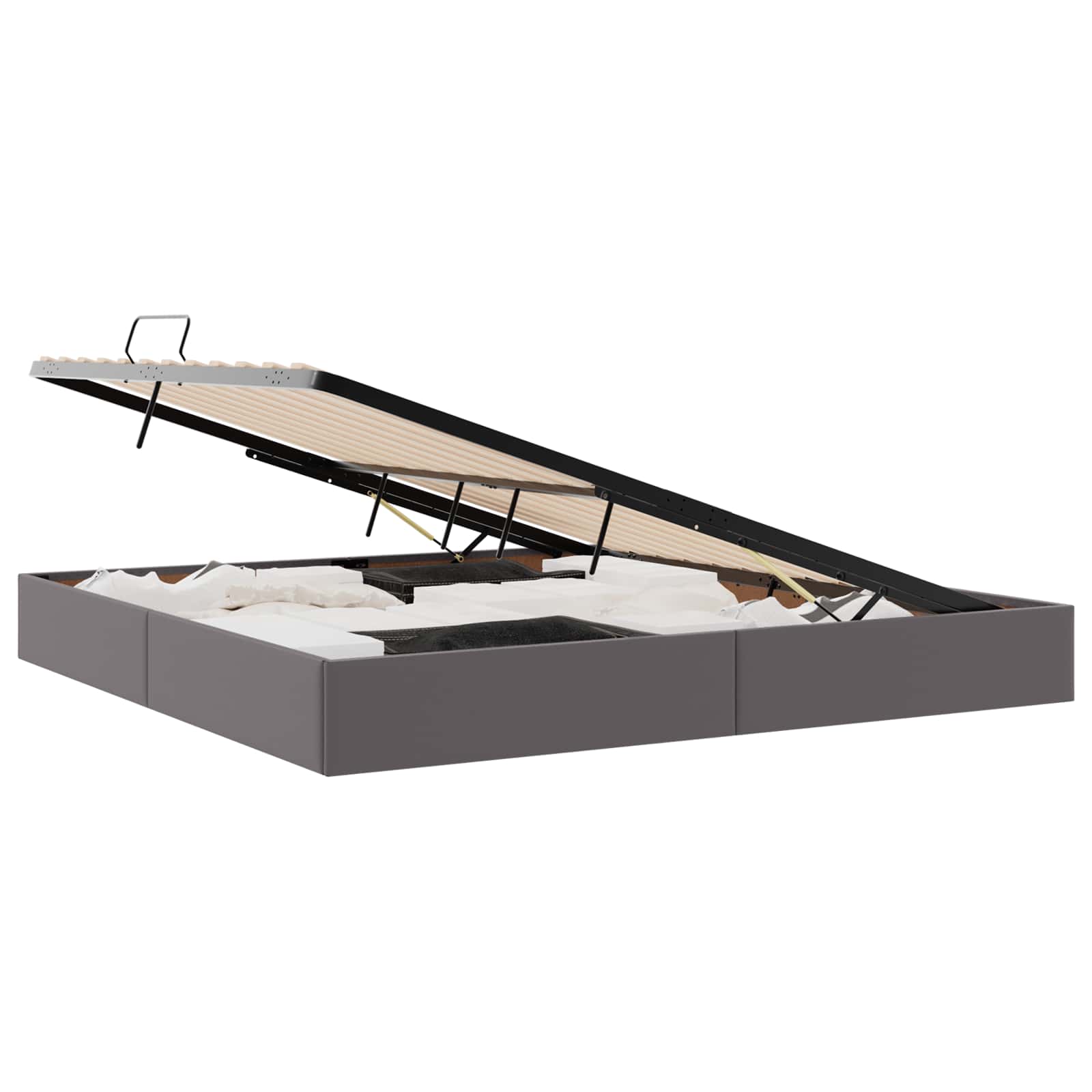 Letto con Contenitore Grigio 200 x 200 cm Pelle sintetica 3369963