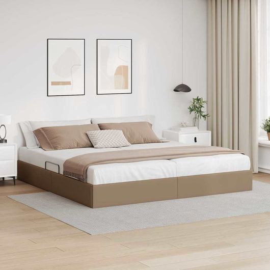 Letto con Contenitore Cappuccino 200 x 200 cm Pelle sintetica 3369964