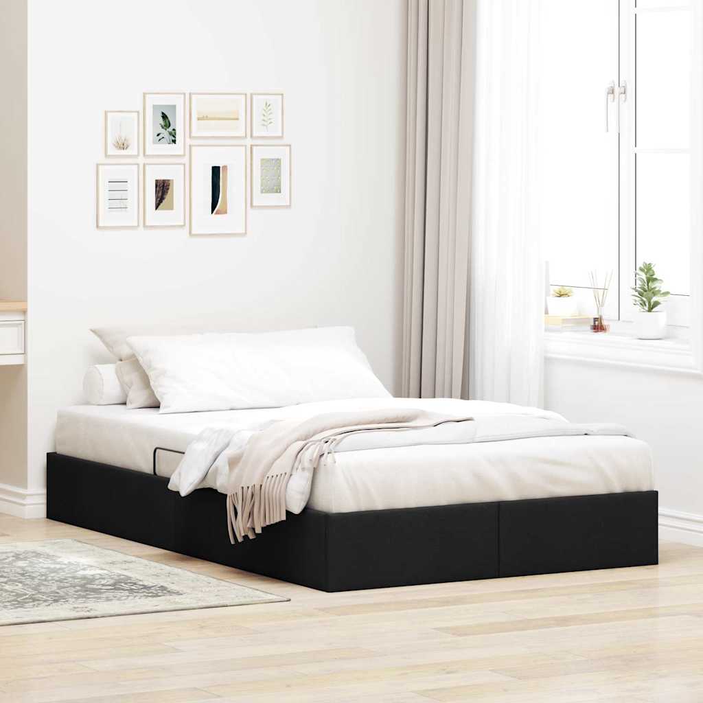 Letto con Contenitore con materasso Nero 120 x 200 cm Tessuto 3370000