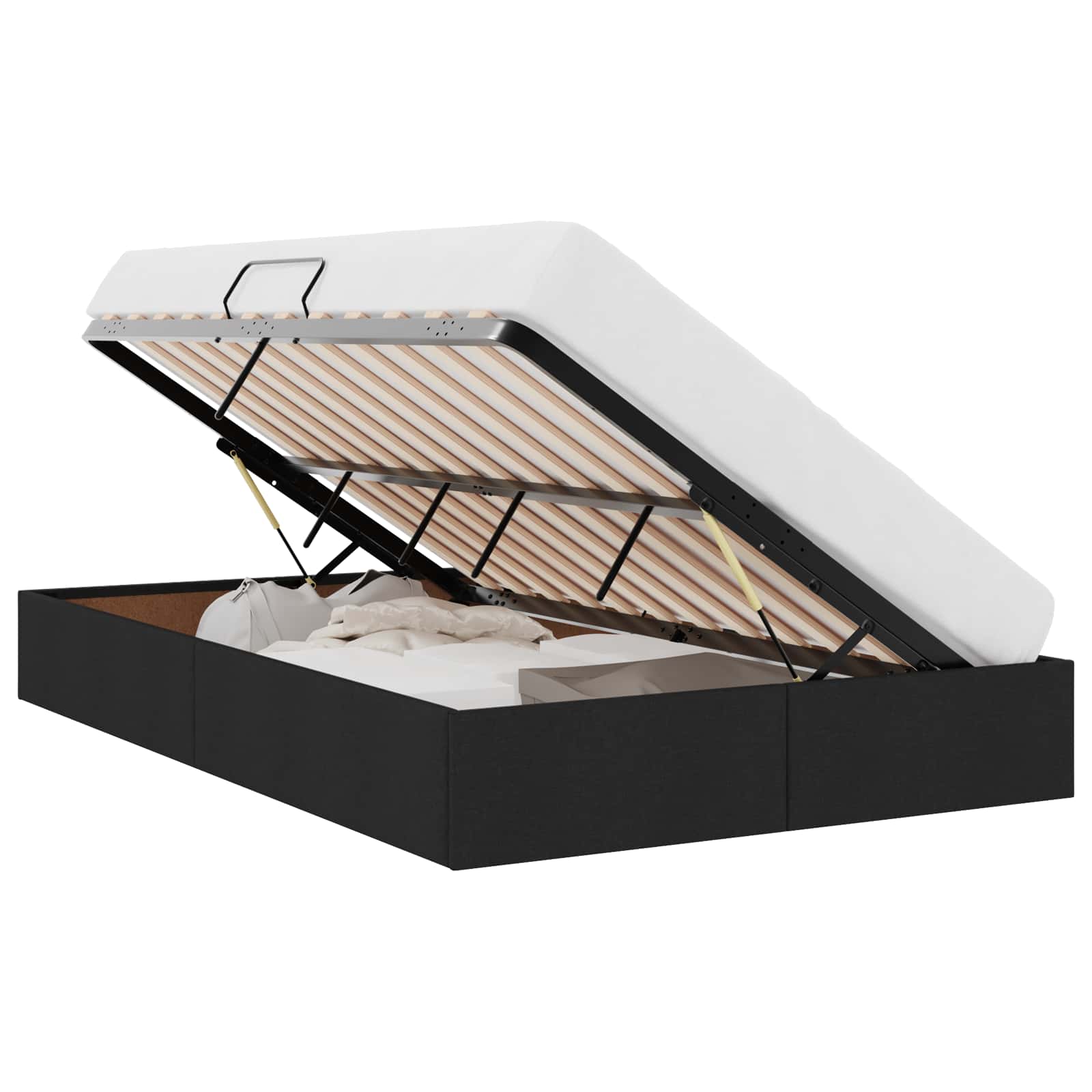 Letto con Contenitore con materasso Nero 120 x 200 cm Tessuto 3370006