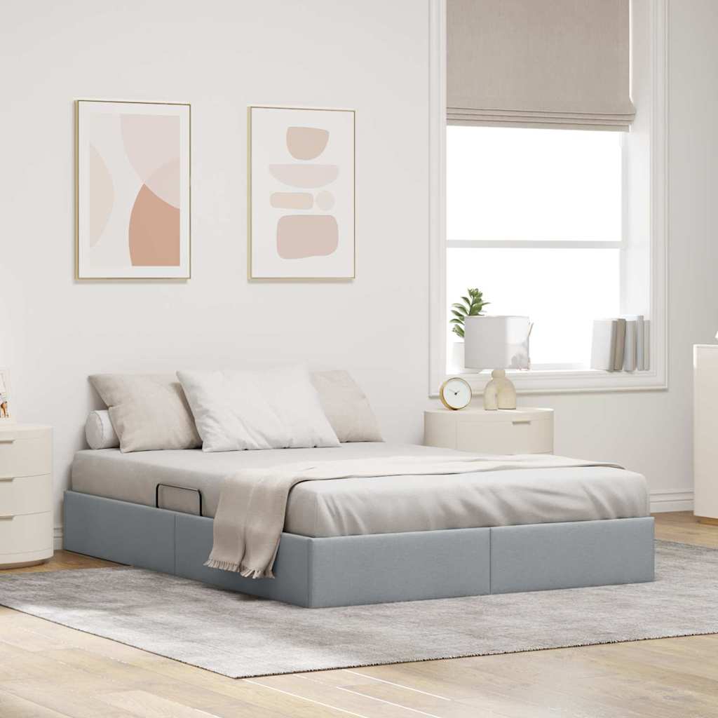 Letto con Contenitore Grigio chiaro 140 x 190 cm Tessuto 3370010