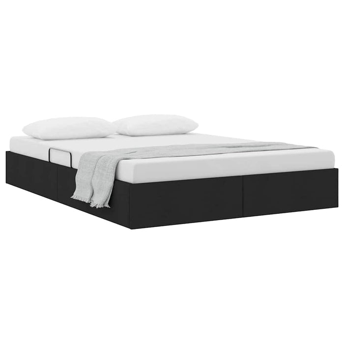 Letto con Contenitore con materasso Nero 140 x 190 cm Tessuto 3370012