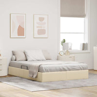 Letto con Contenitore con materasso Crema 140 x 190 cm Tessuto 3370014