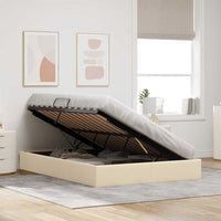 Letto con Contenitore con materasso Crema 140 x 190 cm Tessuto 3370014