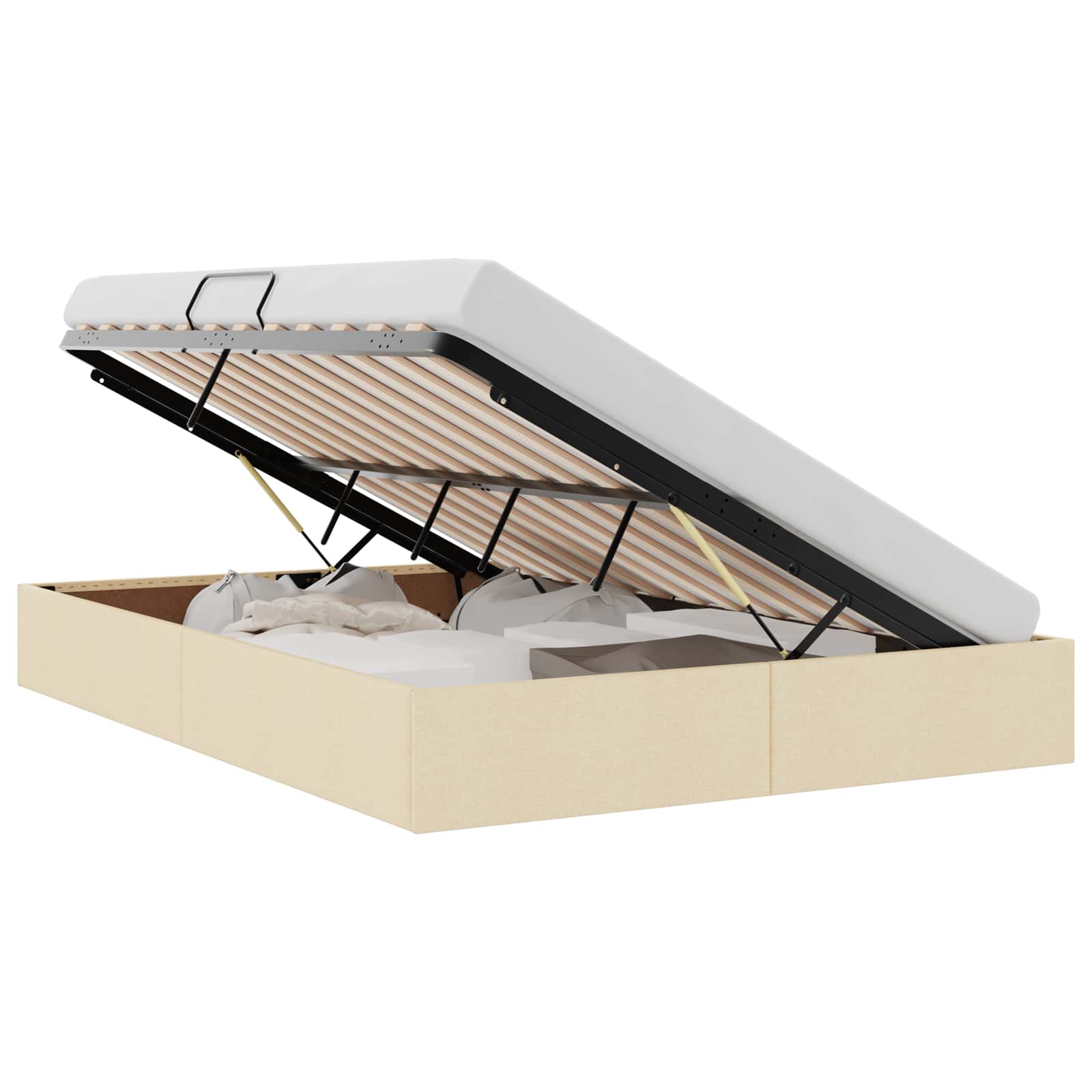 Letto con Contenitore con materasso Crema 140 x 190 cm Tessuto 3370014
