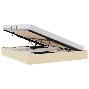 Letto con Contenitore con materasso Crema 160 x 200 cm Tessuto 3370026