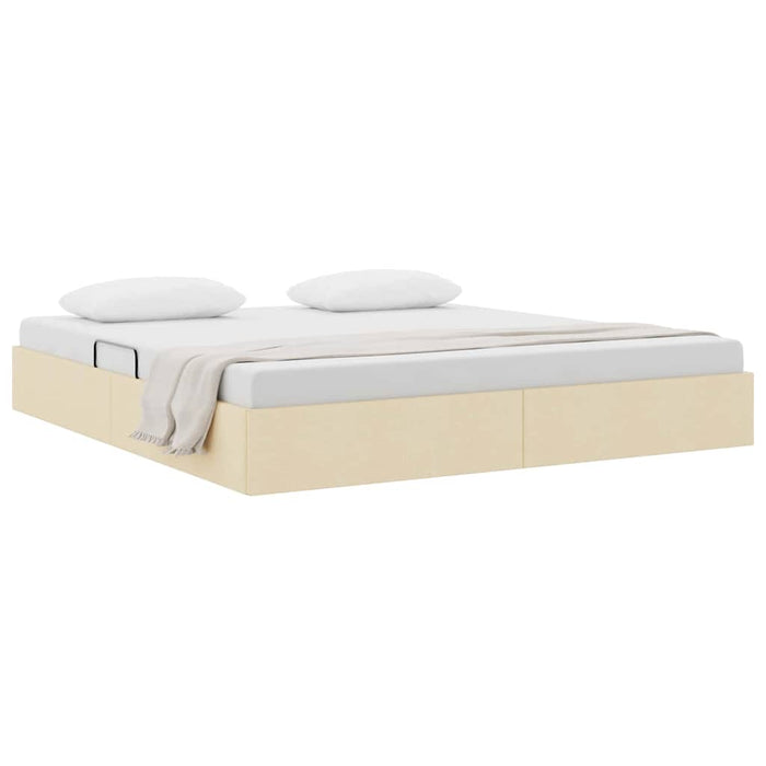 Letto con Contenitore con materasso Crema 160 x 200 cm Tessuto 3370026