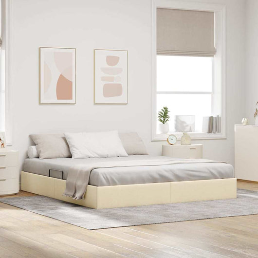 Letto con Contenitore con materasso Crema 180 x 200 cm Tessuto 3370032
