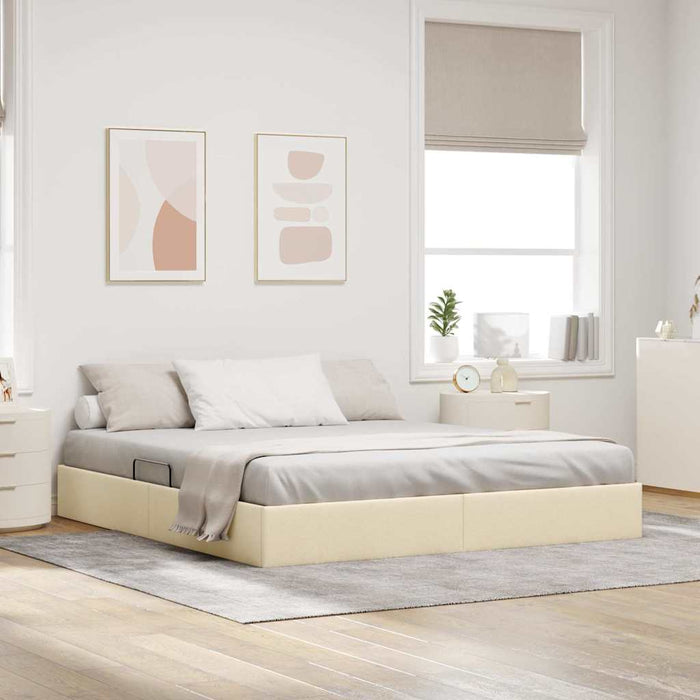 Letto con Contenitore con materasso Crema 180 x 200 cm Tessuto 3370032