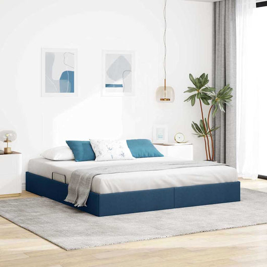 Letto con Contenitore con materasso Blu 180 x 200 cm Tessuto 3370033
