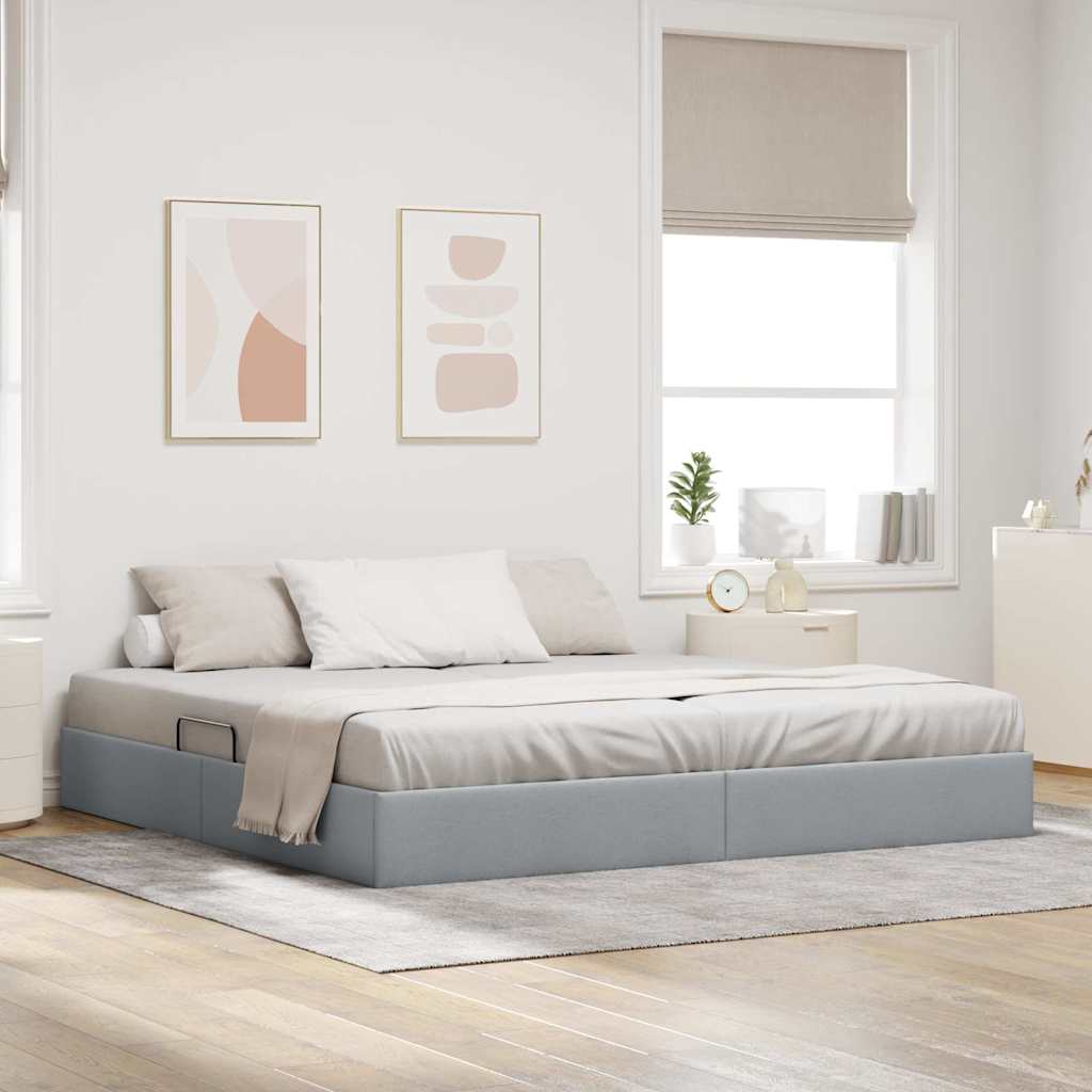 Letto con Contenitore Grigio chiaro 200 x 200 cm Tessuto 3370034